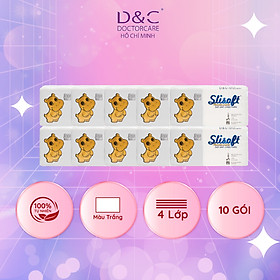10 Bịch Giấy ăn Slisoft 4 lớp Trắng tự nhiên đa năng,khăn giấy rút không chất tẩy trắng an toàn cho cả gia đình