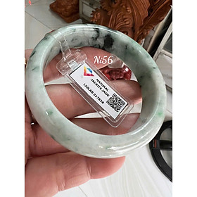 Vòng Tay Đá Ngọc Cẩm Thạch Tự Nhiên Type A Kiểm Định Liulab 227838 Vòng Bản Hẹ Ni 56mm Cao 15mm Dầy 8mm Màu Trắng Đậu Bông Xanh Lá Điểm Xanh Sơn Thuỷ Đậm Nữ 53kg - 59kg đeo đẹp sang ạ