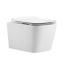 Bộ bàn cầu treo tường nắp chữ D, kích thước: 510*350*355mm, màu Glossy White, hiệu Trevi