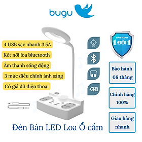 Mua Đèn Học LED Để Bàn Tích Hợp Loa Bluetooth Và Ổ Cắm Điện Đa Năng Có 4 Cổng USB 3.5A Bugu HHT101 Có Giá Đỡ Điện Thoại Tiện Dụng
