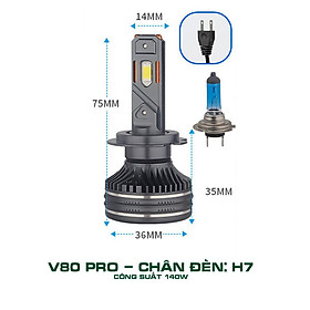 Đèn Led V80 Công nghệ mới 2024 Lõi tản nhiệt đồng kép có nước tản nhiệt Công suất 140W Tuổi thọ 30000h ánh sáng trắng 6K