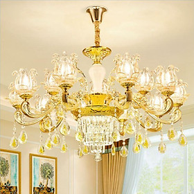 Đèn chùm phong cách Châu Âu trang trí nội thất hiện đại, sang trọng loại 15 tay - kèm bóng LED chuyên dụng.