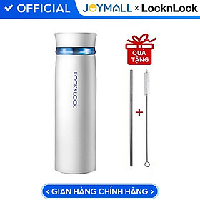 Bình Giữ Nhiệt Lock&Lock Feather Light LHC4131 (450ml) - Hàng Chính Hãng, Bằng Thép Không Gỉ, Có Lưới Lọc Trà, Trọng Lượng Nhẹ Hoàn Hảo, Giữ Nóng Và Giữ Lạnh Tốt - Tặng Kèm Ống Hút Và Cọ Rửa Ống Hút - Trắng Xanh 