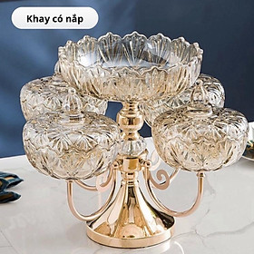 Mua Khay Mứt Tết Cao Cấp Phong Cách Châu Âu Trang Trí Ngày Tết - Hộp đựng bánh kẹo pha lê trong suốt  xoay 360 độ