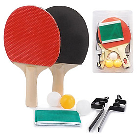Bộ vợt bóng bàn đủ phụ kiện gồm 2 vợt, 3 quả bóng, 1 tấm lưới, 2 thanh đỡ