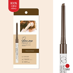 Bút Chì Kẻ Viền Mắt Nhật Bản Love Liner Pencil Eyeliner Medium Brown Màu Nâu Bột Mịn, Chống Mồ Hôi, Kiềm Dầu