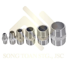 Mua Hai đầu ren ngoài bằng INOX bước ren BSP hệ G (Inox male hexagon nipple) Man cút nối ren