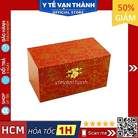 Hộp Quà Tặng Thủ Công Bìa Cứng, Màu Đỏ, Hoa Văn Vàng, Có Khóa -VT0942