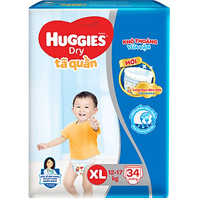 Tã Quần Huggies Dry Pants Jumbo XL34 (12 - 17Kg) - Gói 34 Miếng