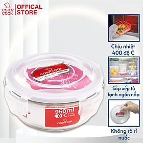 Hình ảnh Hộp thủy tinh hộp đựng cơm trữ thức ăn chịu nhiệt COBA'COOK hộp tròn 950ml- CBHR950