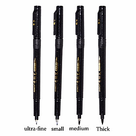Hộp 12 cái Bút dạ lông mực đen Baoke viết thư pháp học luyện chữ Hàn, Trung, Kanji Các nét Chọn phân loại