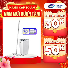 Combo 3 Bông Lau + 1 Bộ Lau Nhà MyJae Đài Loan Sợi Microfiber 2 Ngăn Tự Vắt Xoay 360 Độ Thông Minh 123cm
