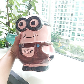 HEO ĐẤT Tiết Kiệm hình MINION Gốm Men Sứ Bát Tràng cao cấp - Size ĐẠI - 4 MÀU lựa chọn - Heo Phong thủy Thu Hút Tài Lộc, May Mắn