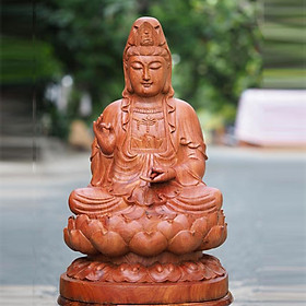 Tượng Phật Bà Quan Âm gỗ Hương cao 30cm ngang15cm