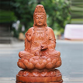 Mua Tượng Phật Bà Quan Âm gỗ Hương cao 30cm ngang15cm