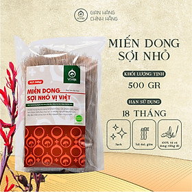 Miến Dong Sợi Nhỏ VỊ VIỆTGói 500 Gam, 100% Từ Củ Dong Riềng Đỏ, Sợi Dai