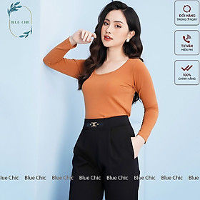 Quần baggy nữ Blue Chic lưng cao cạp chun vải Umi co giãn đồ công sở đẹp cao cấp màu đen đi học form chuẩn tôn dáng