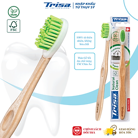 Bàn chải đánh răng thân gỗ nhập từ thụy sỹ trisa natural clean