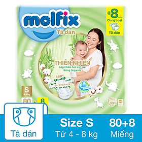 Tã bỉm dán Molfix Thiên nhiên Jumbo S80 4kg - 8kg - Gói 80 miếng