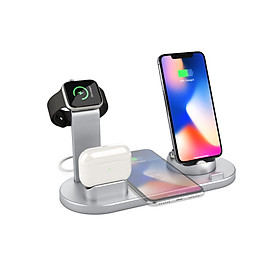 Đế sạc nhanh không dây QGeeM 4 trong 1 chuẩn Qi cho Apple Watch, Airpods, iphone 12/11/ Pro/ X XS XR Xs Max 8 8 Plus-Hàng chính hãng