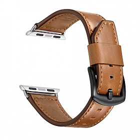 Dây đồng hồ Apple Watch, dây da 08 lưỡi dao khóa thép không gỉ cho Apple Watch