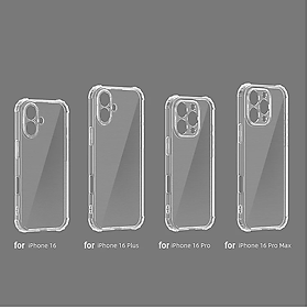 Ốp lưng dành cho iPhone 16e , iPhone 16 Pro , iPhone 16 Plus , iPhone 16 Pro Max TPU dẻo trong suốt chống sốc 4 góc cao cấp - Hàng chính hãng. - iPhone 16e