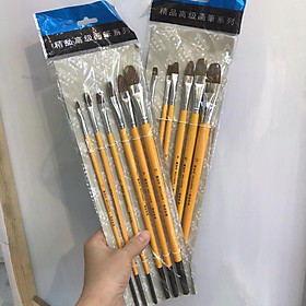 Mua Bộ cọ lông chồn 6 cây có vỏ lông mềm️ thân vàng cứng
