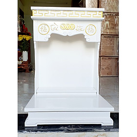 Mua Bàn thờ Thần Tài Ông Địa gỗ Sồi sơn trắng thếp vàng chữ Tài Lộc ngang 42cm và 48cm