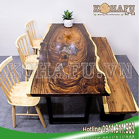 Mua Bàn ăn me tây gỗ nguyên tấm dài mã số KL20132 - SALE