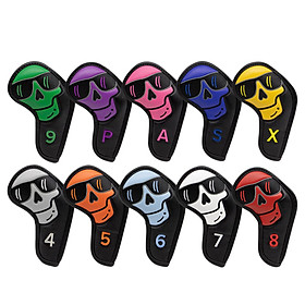 Golf Iron Head Covers PU Leather with Plush Inner Lining 10pcs Set Golf Club Protector