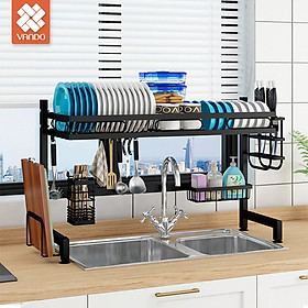 Kệ chén bát đa năng VANDO kích thước 1 tầng 95cm bằng thép carbon cao cấp không gỉ, giá để bát trên bồn rửa ráo nước cho nhà bếp sạch sẽ