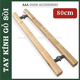 Tay nắm gỗ sồi cao cấp dùng cho cửa kính cường lực dài 80cm tim lỗ 60cm
