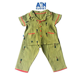 Bộ quần dài áo tay ngắn unisex Carrot nhí xanh xô muslin - AICDBT5M31A9 - AIN Closet