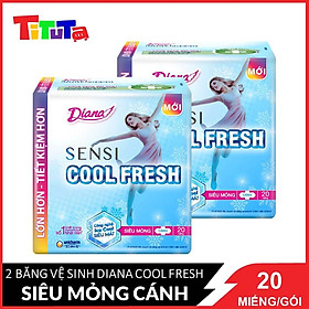 Bộ 2 Băng vệ sinh Diana Sensi Cool Fresh Siêu Mỏng Cánh gói 20 miếng