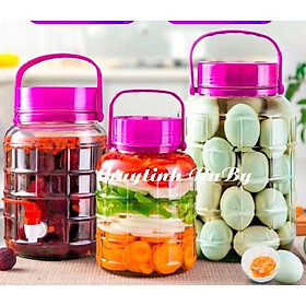 Bình Thủy Tinh Ngâm Rượu Trái Cây 5 Lít Có Quai Xách, Keo nắp tím ngâm trái cây