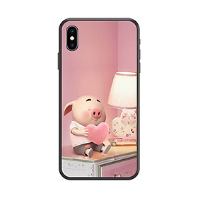 Ốp lưng TPU viền dẻo cho điện thoại IPHONE XS MAX Hình Heo Con Đang Yêu