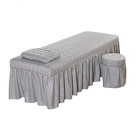 2X Soft Beauty Massage Bed Sheet With Pillowcase and Stool Cover Gray