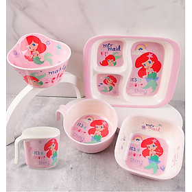 Bộ dụng cụ ăn Melamine chịu nhiệt 5 món in hình Disney