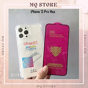 Ốp lưng và cường lực cho iPhone 13 Pro Max - Loại trong suốt chống sốc 4 góc ( hàng chính hãng)