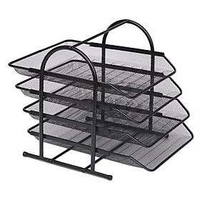 4 Tier File Holder Tray Magazine Rack Desk Metal Iron Mesh Document Organizer for Home or Office