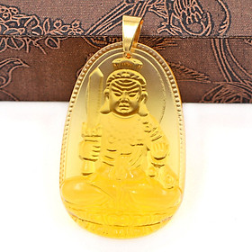 [Tuổi Dậu] Mặt Dây Chuyền Phật Bất Động Minh Vương Đá Pha Lê Vàng Size Nhỏ 3.6cm & Size Lớn 5cm- Tặng Kèm Móc Inox - Phong Thủy 868 - May Mắn - Bình An
