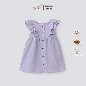 Váy Bé Gái Cổ Tròn Chất Liệu Xô Muslin Tay Bèo Xinh Xắn - DARINE DRESS - DRM025 - SAOLA KIDS CLOTHING