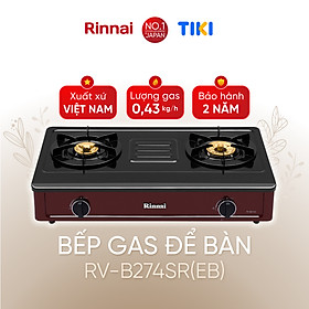 Bếp gas dương Rinnai RV-B274SR(EB) mặt bếp men và kiềng bếp men - Hàng chính hãng.