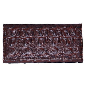 Ví nữ da bò vân cá sấu Huy Hoàng vân lớn 3 gấp màu nâu đỏ HC3169