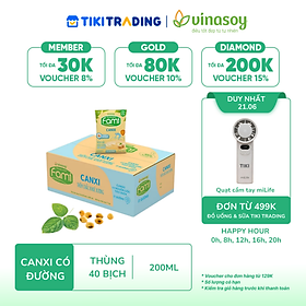 Thùng Sữa đậu nành Vinasoy Fami Canxi ít đường (200ml x 40 bịch)