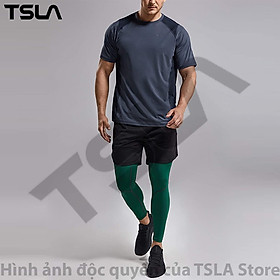 Hình ảnh Quần legging thể thao nam giữ nhiệt TSLA lót lông form ôm thun co giãn bó cơ combat chạy bộ đạp xe gym work out