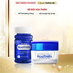 Bộ Đôi Trong Uống Ngoài Thoa Cân Bằng Nội Tiết, Dưỡng Trắng Sáng Da Viên Uống Hoa Thiên & Kem Dưỡng Trắng Da Hoa Thiên