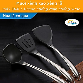 Muôi Múc Canh Xẻng Nấu Ăn Silicone Inox 304 Cao Cấp Đạt Chất Lượng Đức HADU