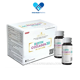 Dung dịch BIOTIN COLLAGEN 30 Plus White Mediphar  Hộp 6 lọ 30ml - Bổ sung Collagen và Biotin, hỗ trợ hạn chế quá trình lão hóa da, giúp tăng độ đàn hồi cho da, làm đẹp da, giúp da sáng mịn