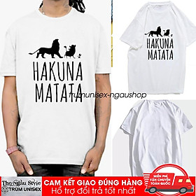 Áo thun stee tay lỡ nam nữ form rộng HAKUNA MATANA màu trắng Ngầu Store Trumunisex aothununisex